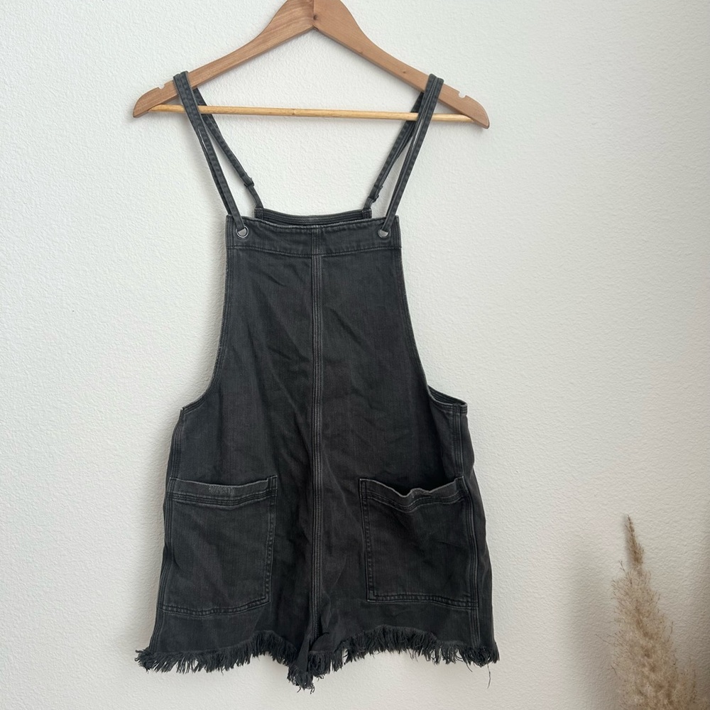 Aerie Black Denim Overall Shorts - Small